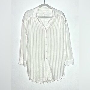By Anthropologie white striped button down‎ shirt S